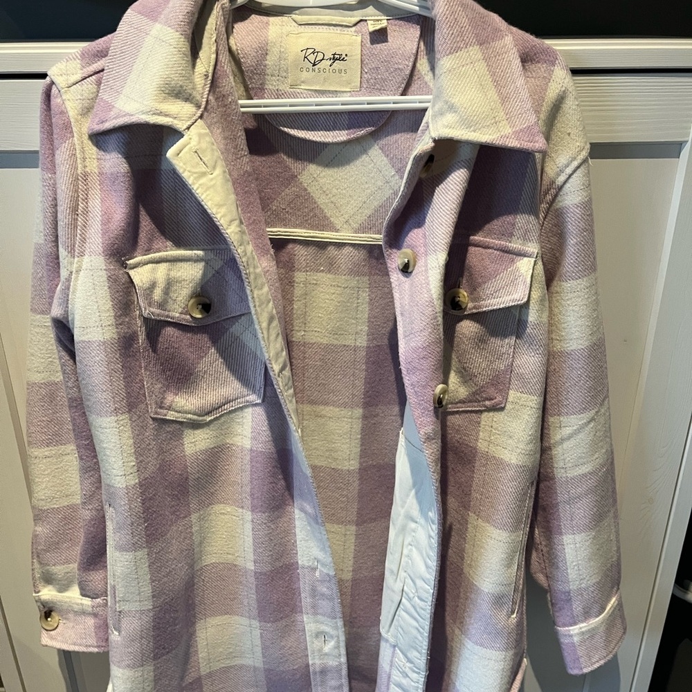 RD Style Lavender and Cream Plaid Jacket